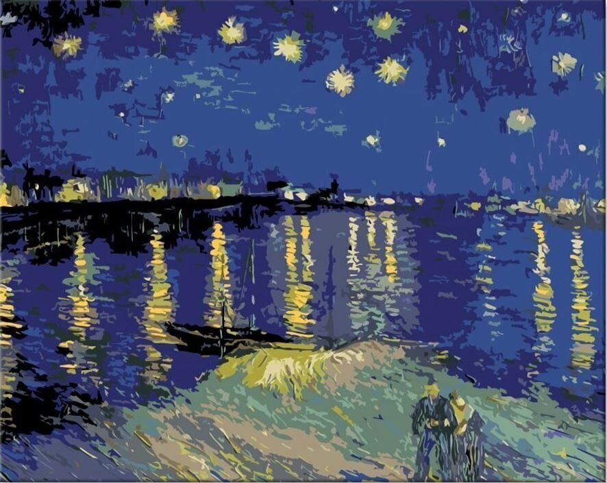 Zuty Pictură pe numere Noapte înstelată peste Rhône (Van Gogh)