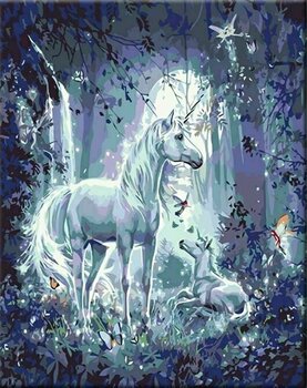 Maalimine numbrite järgi Zuty Unicorn At Night With Frame - 1