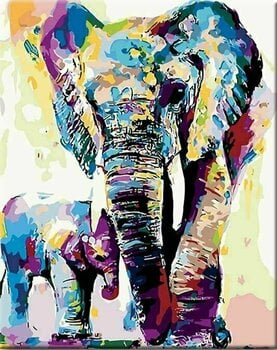 Рисуване по номера Zuty Мозайка Рисувани слонове - 1