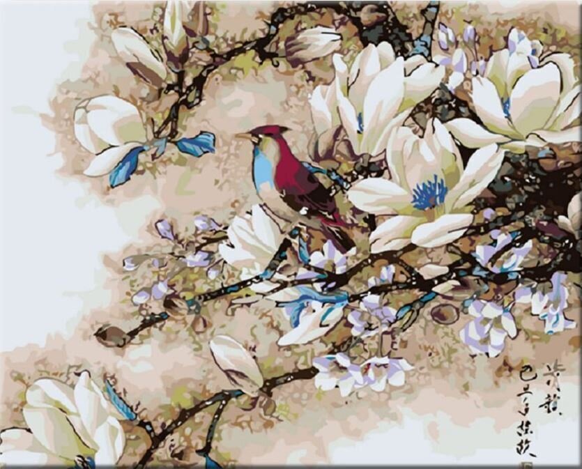 Malowanie po numerach Zuty Malowanie po numerach Ptak w gałęziach