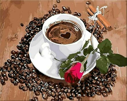 Рисуване по номера Zuty Мозайка Чаша кафе и рози - 1