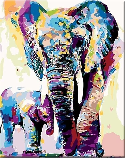 Рисуване по номера Zuty Мозайка Рисувани слонове