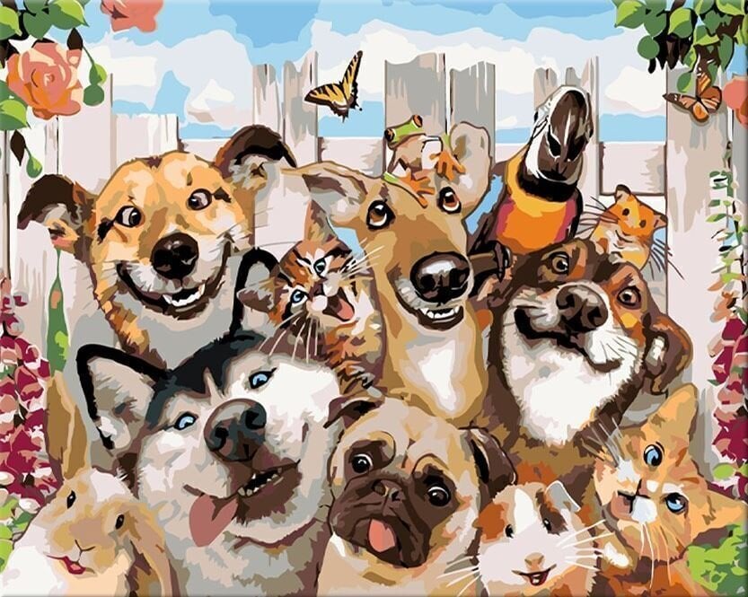 Рисуване по номера Zuty Мозайка Весели животни