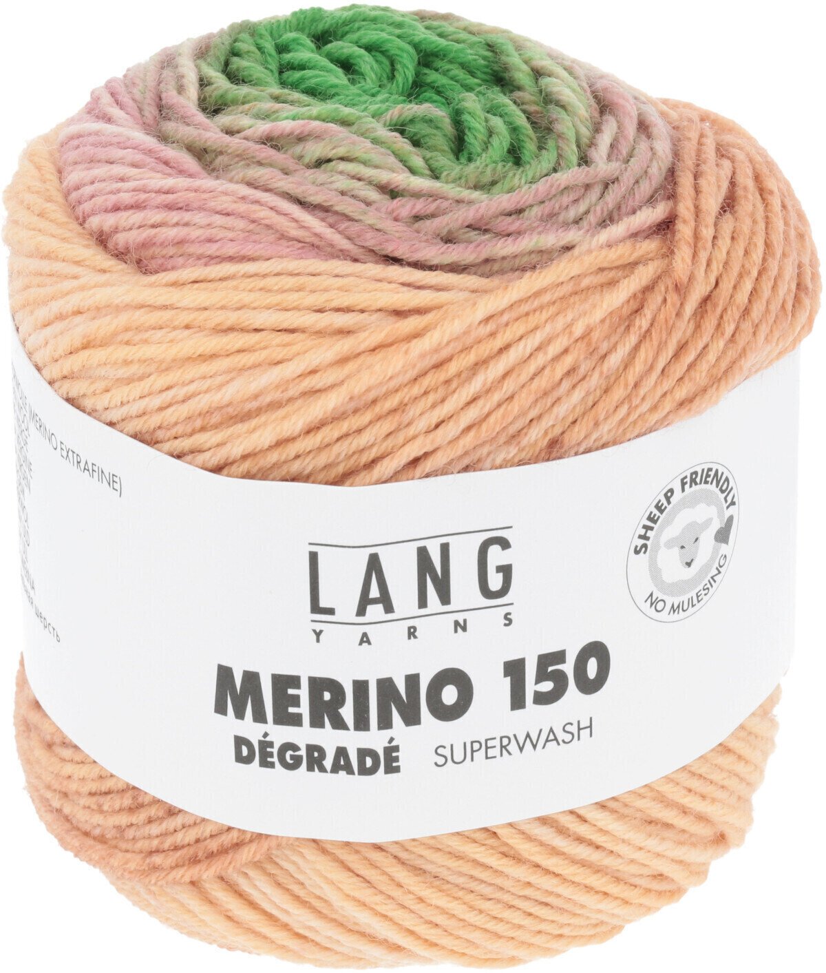 Knitting Yarn Lang Yarns Merino 150 Dégradé 0003 Green/Bord./Salmon Knitting Yarn
