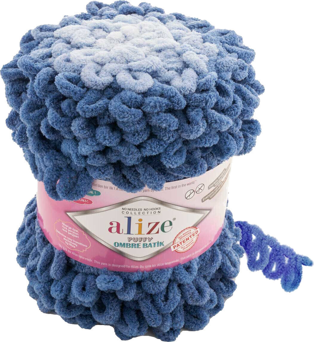 Fios para tricotar Alize Puffy Ombre Batik 7425 Dark Blue