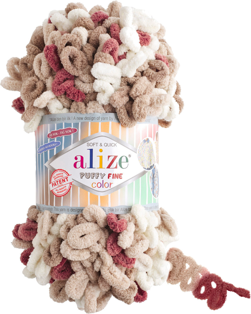 Fil à tricoter Alize Puffy Fine Color 6040 Pink-Brown