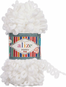 Knitting Yarn Alize Puffy Fine 55 White - 1