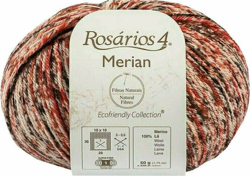 Knitting Yarn Rosários 4 Merian 19 Red-Beige - 1