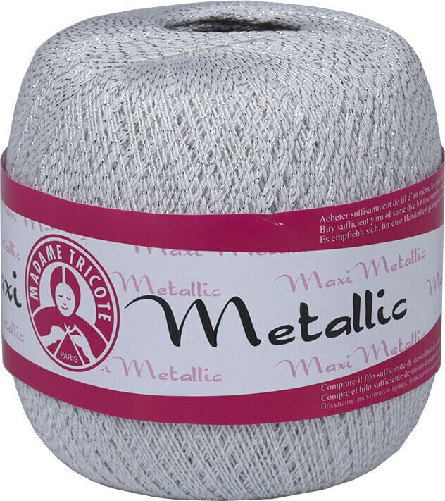 Плетене на една кука прежда Madame Tricote Paris Maxi Metalic 1003 Silver White