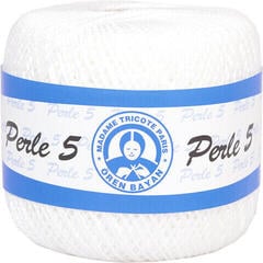 Háčkovací příze Madame Tricote Paris Perle 5 00000 White Háčkovací příze