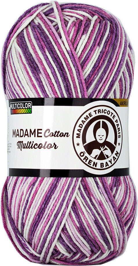 Strickgarn Madame Tricote Paris Madame Cotton Multicolor 444 Purple-White Strickgarn