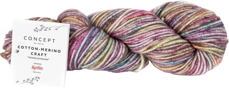 Knitting Yarn Katia Cotton Merino Craft 206 Lilac/Pistachio/Brown