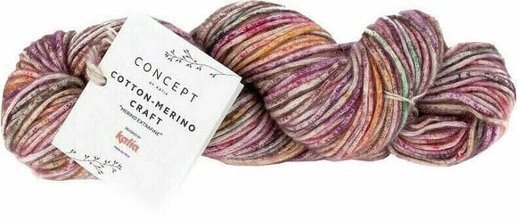 Strikkegarn Katia Cotton Merino Craft 201 Coral/Lilac/Orange - 1