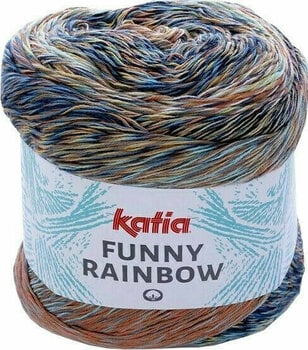 Knitting Yarn Katia Funny Rainbow 102 Water Blue/Beige/Yellow/Orange - 1