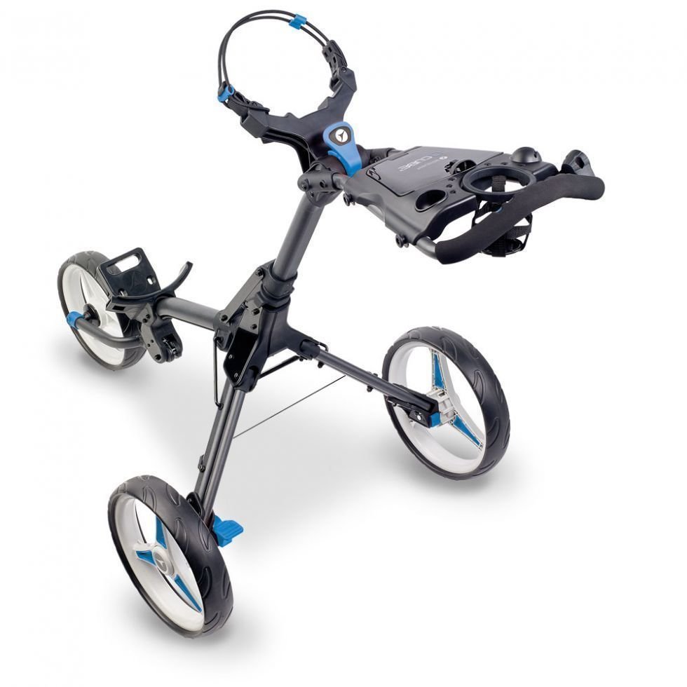 Ročni voziček za golf Motocaddy Cube Connect Blue Golf Trolley