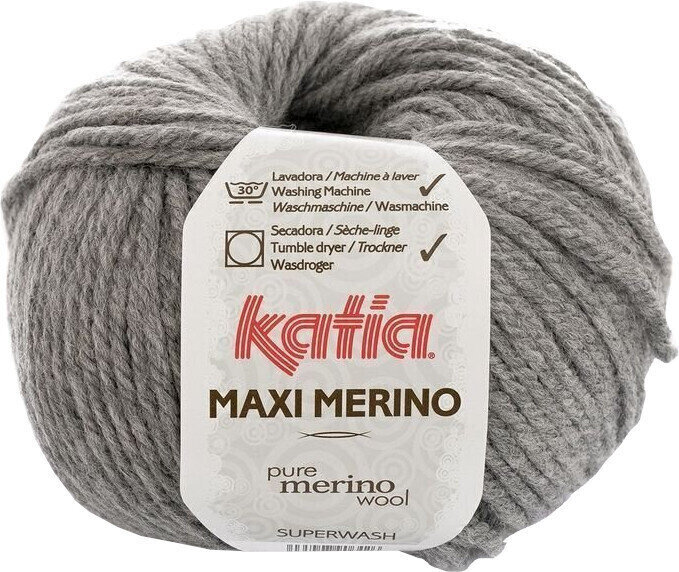 Knitting Yarn Katia Maxi Merino 52 Medium Grey