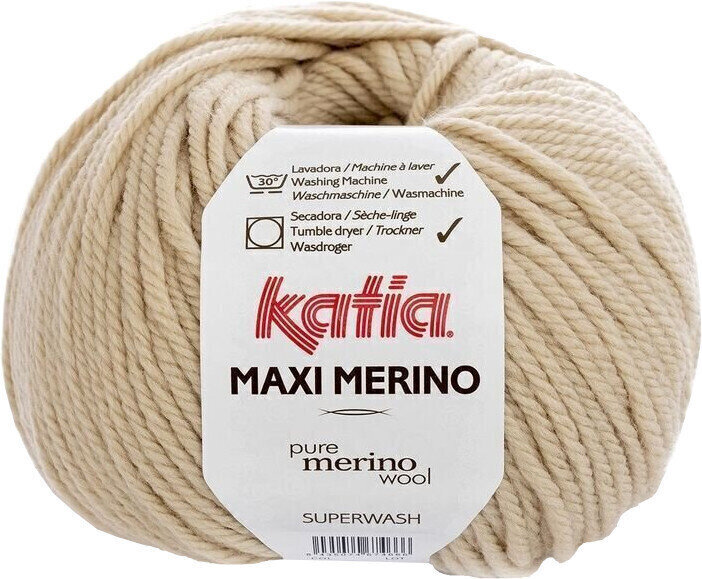 Fios para tricotar Katia Maxi Merino 10 Light Beige
