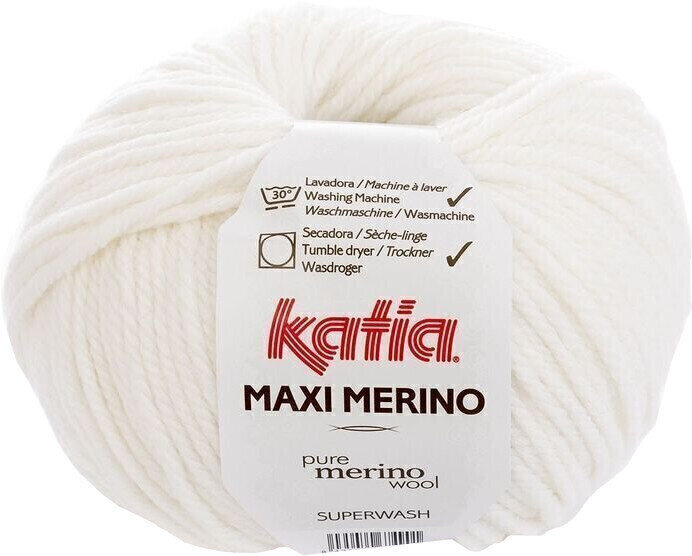 Fil à tricoter Katia Maxi Merino 1 White Fil à tricoter