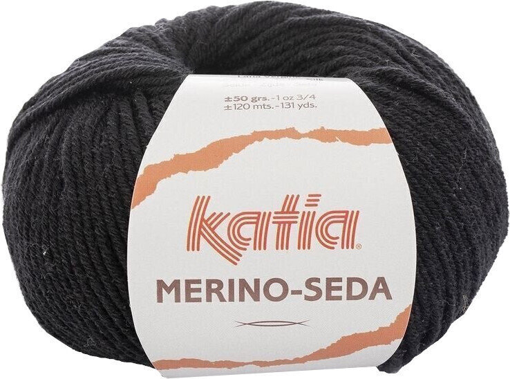 Fil à tricoter Katia Merino Seda 65 Black Fil à tricoter