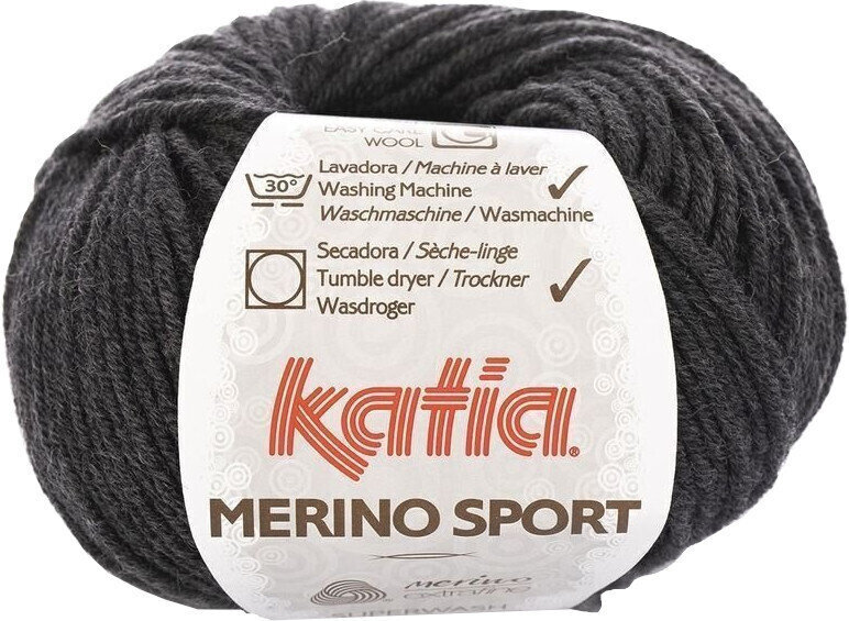 Pletací příze Katia Merino Sport 402 Very Dark Grey