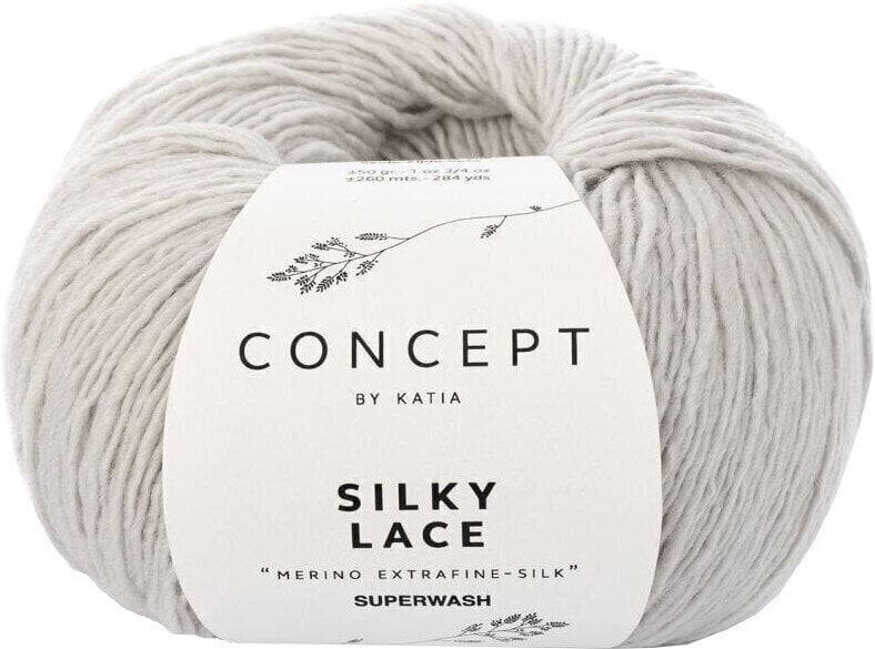 Pređa za pletenje Katia Silky Lace 173 Pearl Light Grey