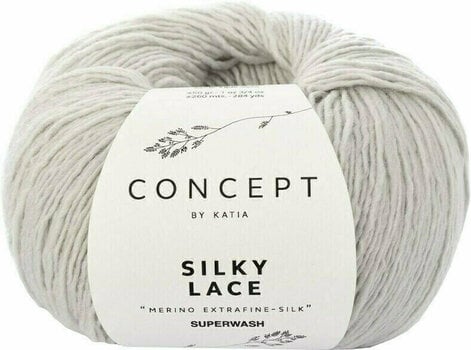 Strickgarn Katia Silky Lace 173 Pearl Light Grey - 1