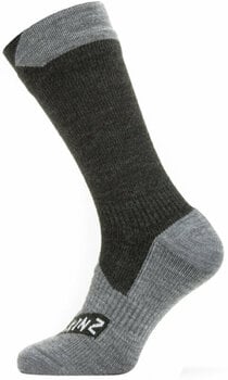 Kolesarske nogavice Sealskinz Waterproof All Weather Mid Length Sock Black/Grey Marl L Kolesarske nogavice - 1
