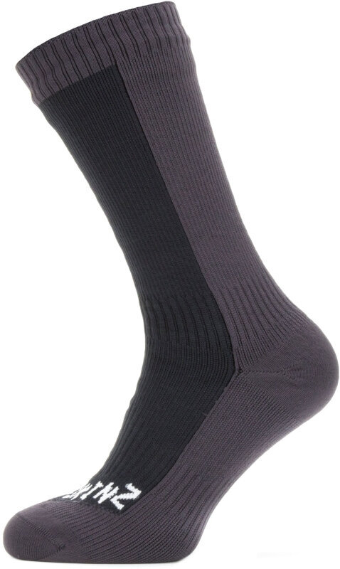 Чорапи за колоездене Sealskinz Waterproof Cold Weather Mid Length Sock Black/Grey L Чорапи за колоездене
