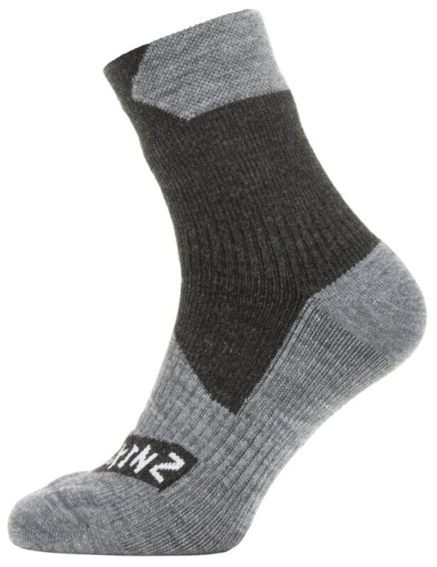 Fietssokken Sealskinz Waterproof All Weather Ankle Length Sock Black/Grey Marl M Fietssokken