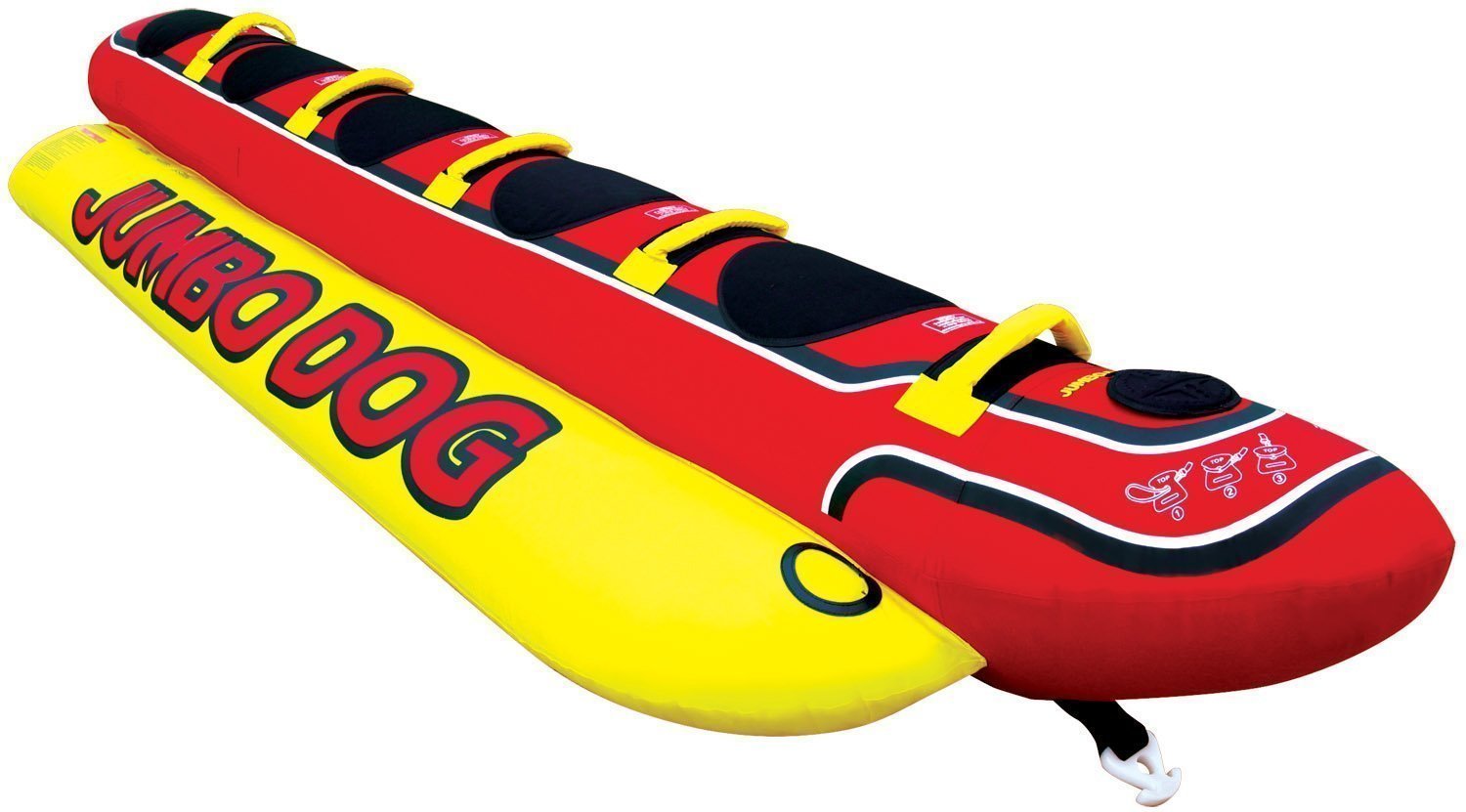 Opblaasbare ringen / bananen / boten Airhead Towable Hot Dog 3 Persons red/yellow