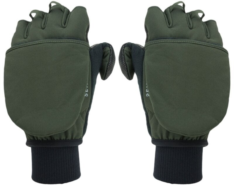 Cyklistické rukavice Sealskinz Windproof Cold Weather Convertible Mitten Olive Green/Black S Cyklistické rukavice