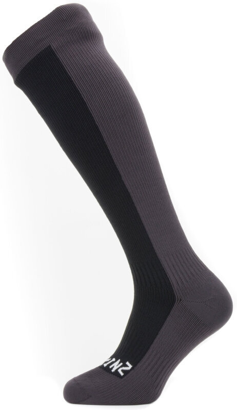 Kerékpáros zoknik Sealskinz Waterproof Cold Weather Knee Length Socks Black/Grey XL Kerékpáros zoknik