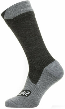 Cyklo ponožky Sealskinz Waterproof All Weather Mid Length Sock Black/Grey Marl XL Cyklo ponožky - 1