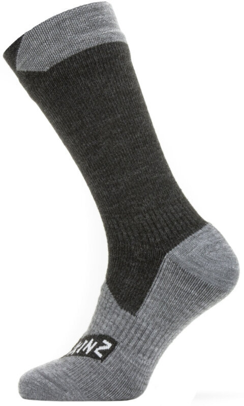 Cycling Socks Sealskinz Waterproof All Weather Mid Length Sock Black/Grey Marl S Cycling Socks