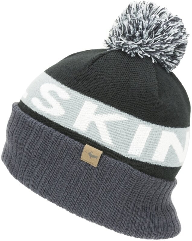 Pyöräilylippis Sealskinz Water Repellent Cold Weather Bobble Hat Black/Grey/White/Black L/XL Lippis