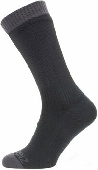 Cycling Socks Sealskinz Waterproof Warm Weather Mid Length Sock Black/Grey M Cycling Socks - 1