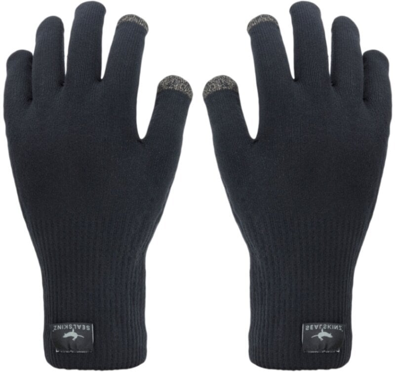 Luvas para bicicletas Sealskinz Waterproof All Weather Ultra Grip Knitted Glove Black L Luvas para bicicletas