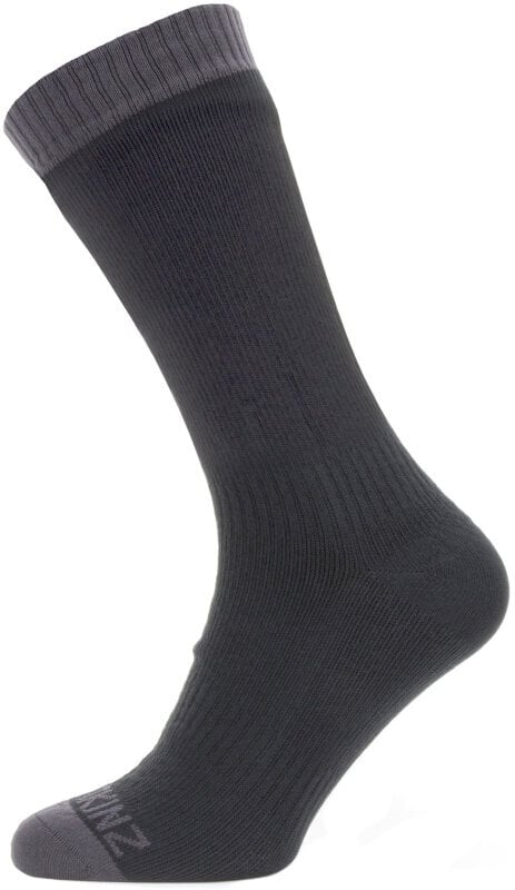 Kolesarske nogavice Sealskinz Waterproof Warm Weather Mid Length Sock Black/Grey L Kolesarske nogavice