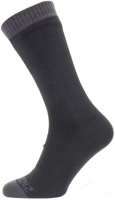 Чорапи за колоездене Sealskinz Waterproof Warm Weather Mid Length Sock Black/Grey XL Чорапи за колоездене