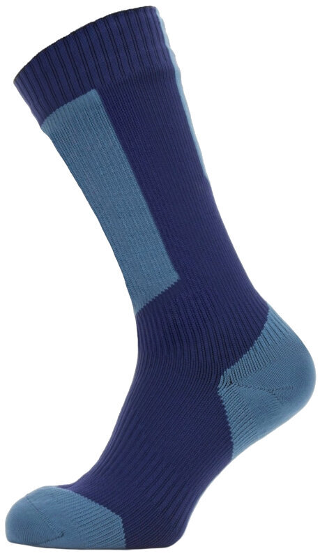 Sealskinz Waterproof Cold Weather Mid Length Sock with Hydrostop Navy Blue/Red XL