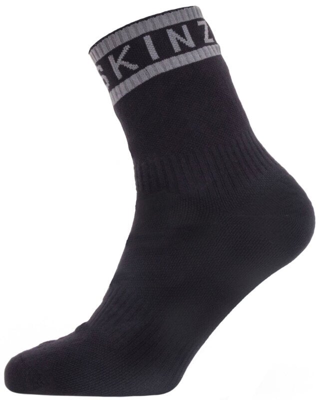 Чорапи за колоездене Sealskinz Waterproof Warm Weather Ankle Length Sock With Hydrostop Black/Grey L Чорапи за колоездене