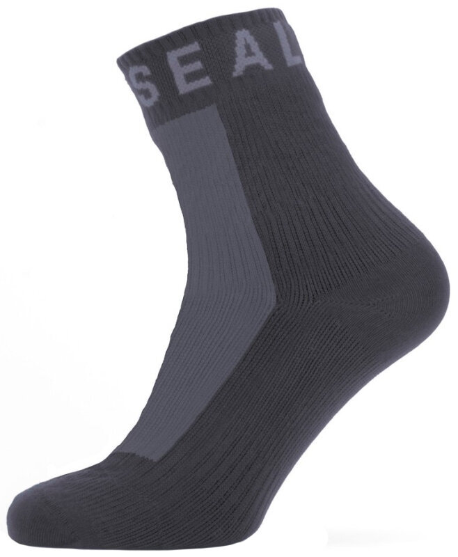 Чорапи за колоездене Sealskinz Waterproof All Weather Ankle Length Sock with Hydrostop Black/Grey L Чорапи за колоездене
