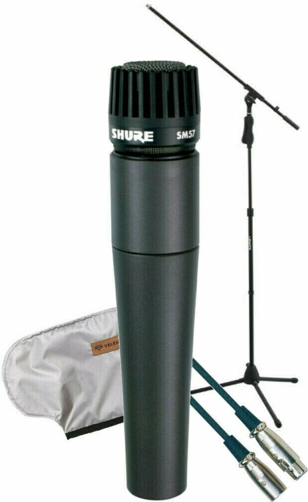 Microfone dinâmico para instrumentos Shure SM57-LCE SET Microfone dinâmico para instrumentos