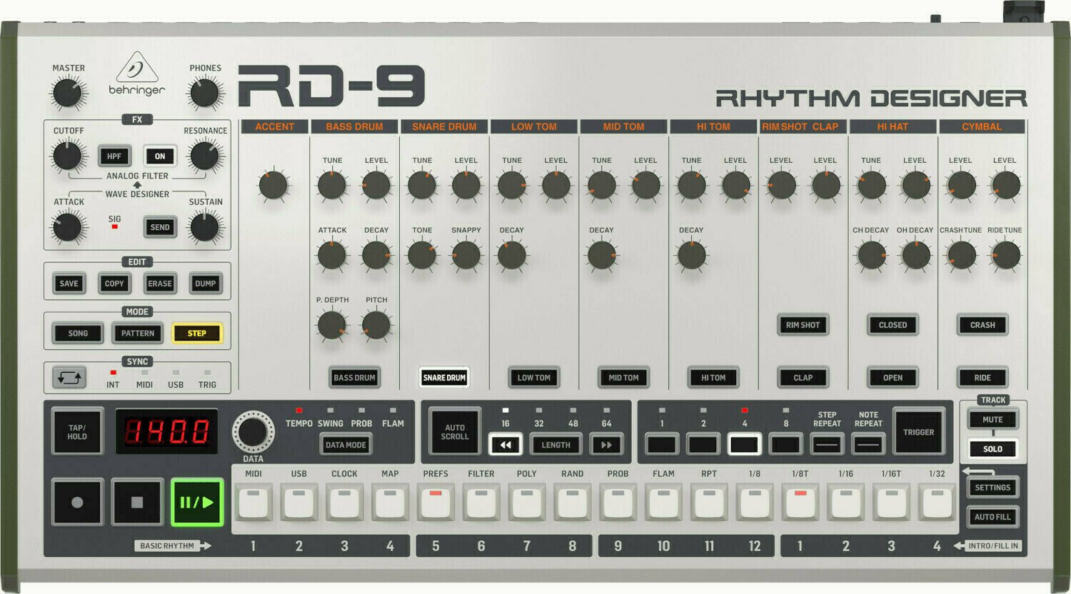 Caixa de ritmos/groovebox Behringer RD-9