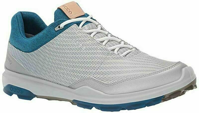 Calçado de golfe para homem Ecco Biom Hybrid 3 Mens Golf Shoes White/Olympian Blue 46