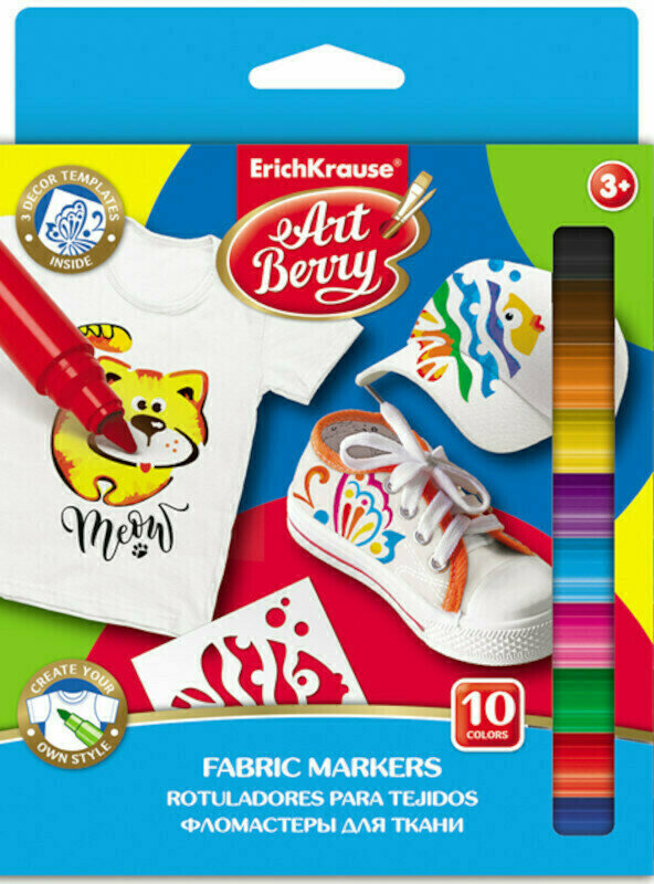 Žymeklis Erich Krause Set Of Markers For Textile 10PCS With 3 Templates