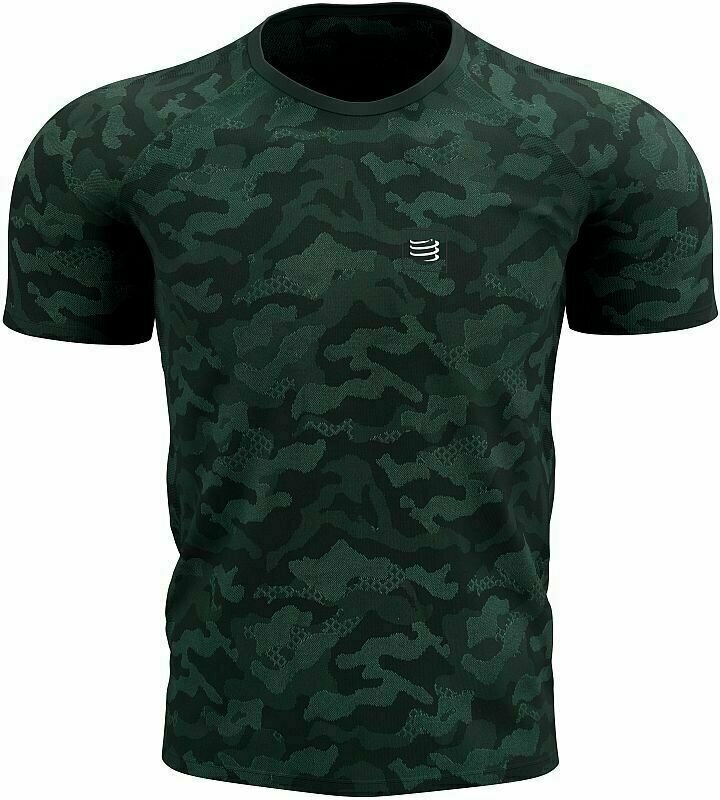 Бягане > Дрехи за бягане > Мъжки дрехи > Тениски с къс ръкав Compressport Training SS Tshirt M Camo Premium Green Gables XL