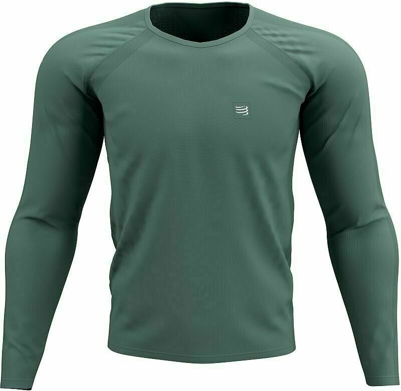 Running t-shirt with long sleeves Compressport Training T-Shirt Silver Pine XL Running t-shirt with long sleeves
