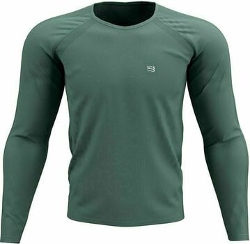 Running t-shirt with long sleeves Compressport Training T-Shirt Silver Pine XL Running t-shirt with long sleeves - 1