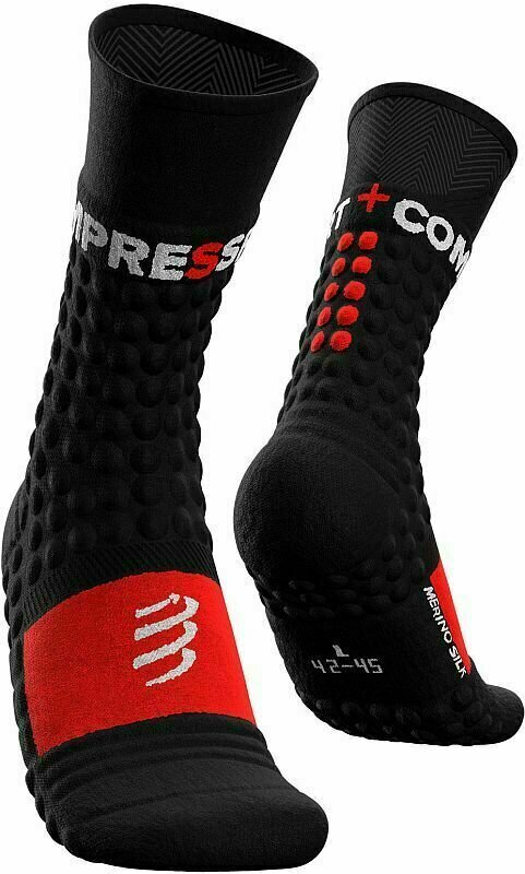 Calcetines para correr Compressport Pro Racing Socks Winter Run Black/Red T1 Calcetines para correr